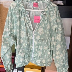 Kate Spade Mint and White Floral Windbreaker